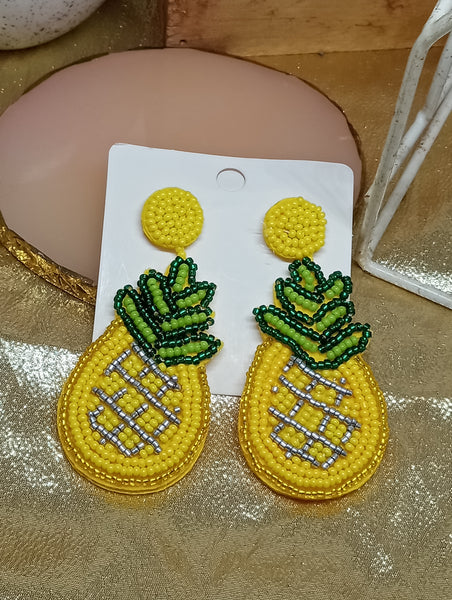 Beaded Earrings-Pineapples