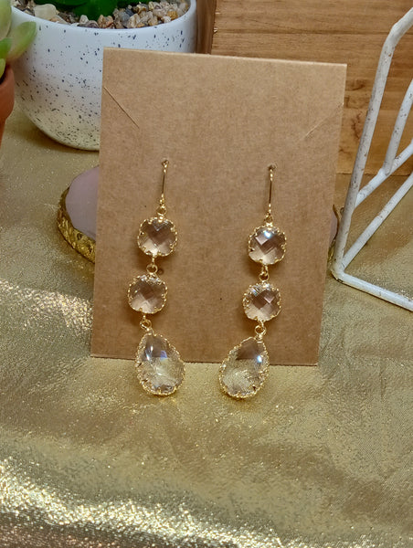 Assorted Gold Plated Earrings-clear Crystal
