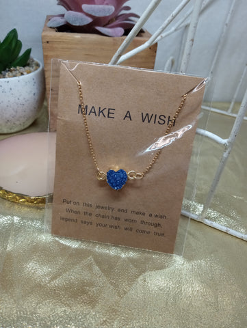 Make A Wish Necklaces-Blue Heart