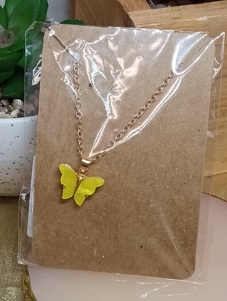 Butterfly Charm Necklace-Yellow