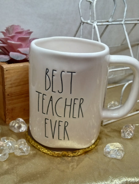 white coffee mug w/best teacher ever on front