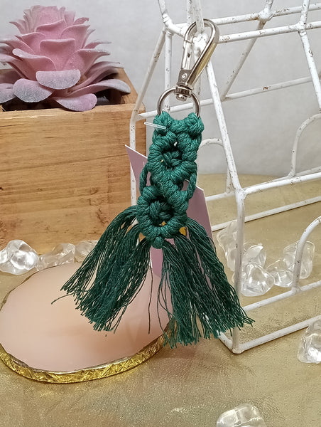 Green Crochet/Tassel Keychains
