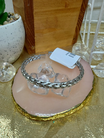 Silver Braided Bangle Bracelet