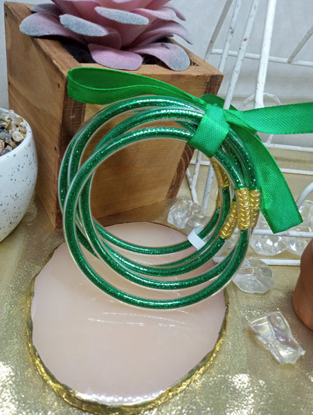 Green Glitter Filled Bracelet Set