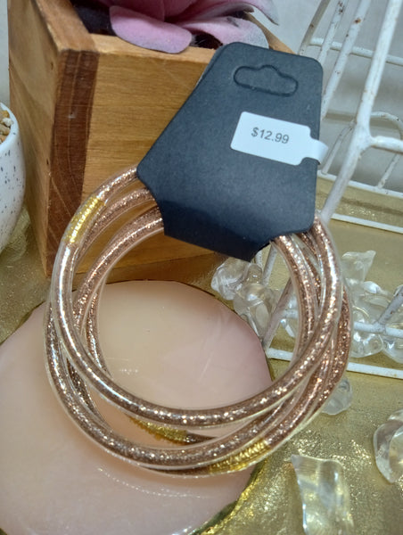 Rose Gold Glitter Filled Bracelet Set