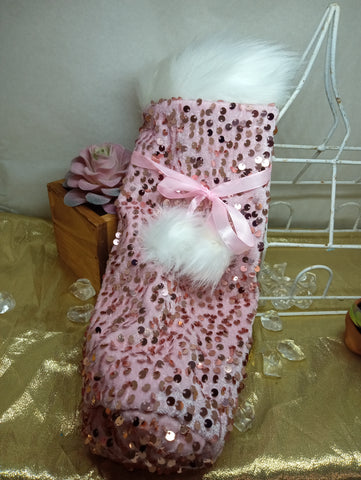 Pink Sequin Wine Bottle Bag
