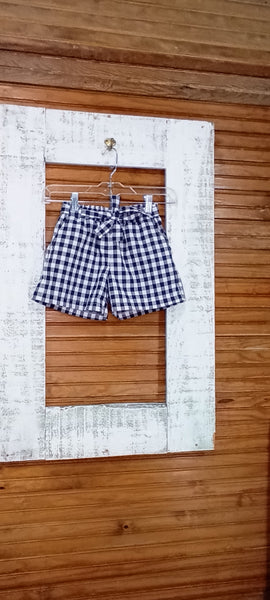 navy plaid shorts