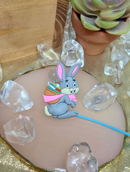 Straw Easter Toppers-Blue Bunny w/Eggs