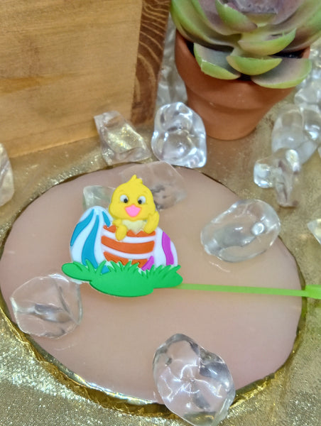 Straw Easter Toppers-Green Chick