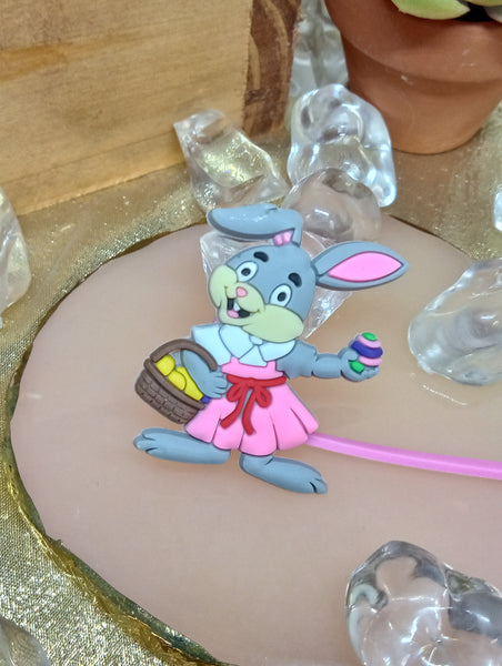 Straw Easter Toppers-Pink Bunny