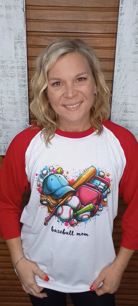 T-Shirts Mid Sleeve-baseball Mom