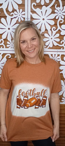Brown Bleached T-shirt w/Football Mom