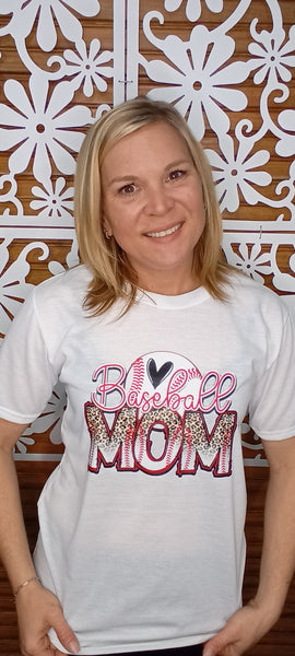 White T-shirt w/Baseball Mom