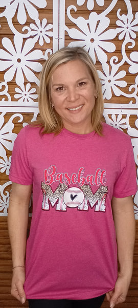 Pink T-shirt w/Baseball mom
