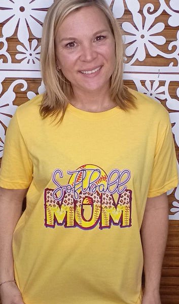 Yellow T-shirt w/Softball MOM