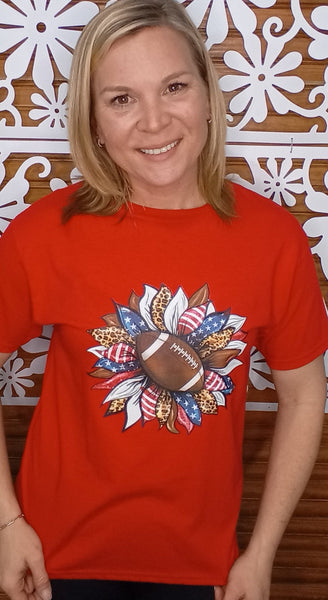 Red T-shirt w/Football in Flower