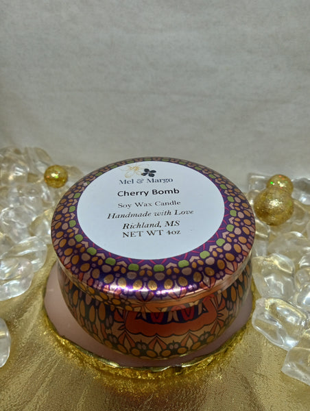 Boho Tin Soy Wax Candle-Cherry Bomb