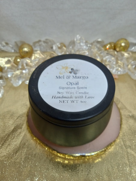 Black Tin Soy Wax Candles-4 oz-Opal