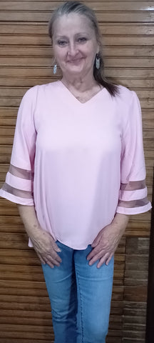 Baby Pink Blouse w/Flared Arms