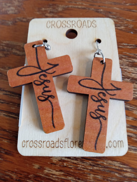 Cross Earrings-Jesus