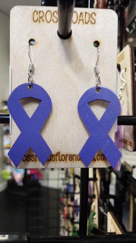 Breast Cancer Ribbon Earrings-Purple