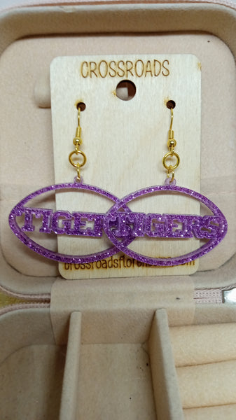 Tigers Earrings-Purple Glitter
