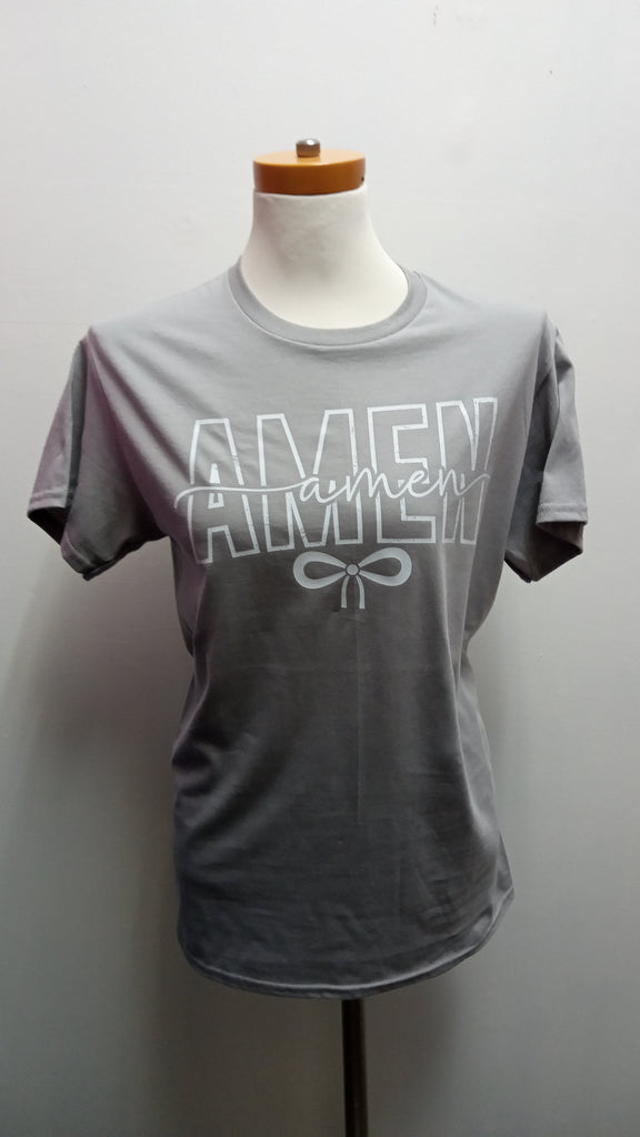 Gildan light Gray"AMEN" T-Shirt Amanda Queen