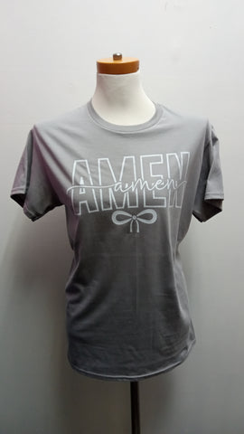 Gildan light Gray"AMEN" T-Shirt Amanda Queen