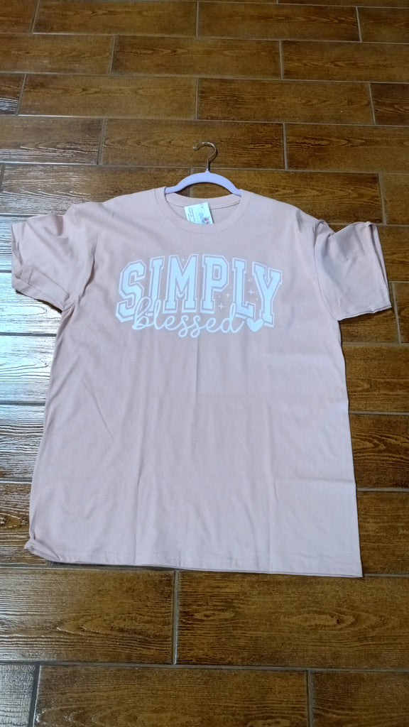 Gildan Peach "Simply Blessed" T-Shirt Amanda Queen