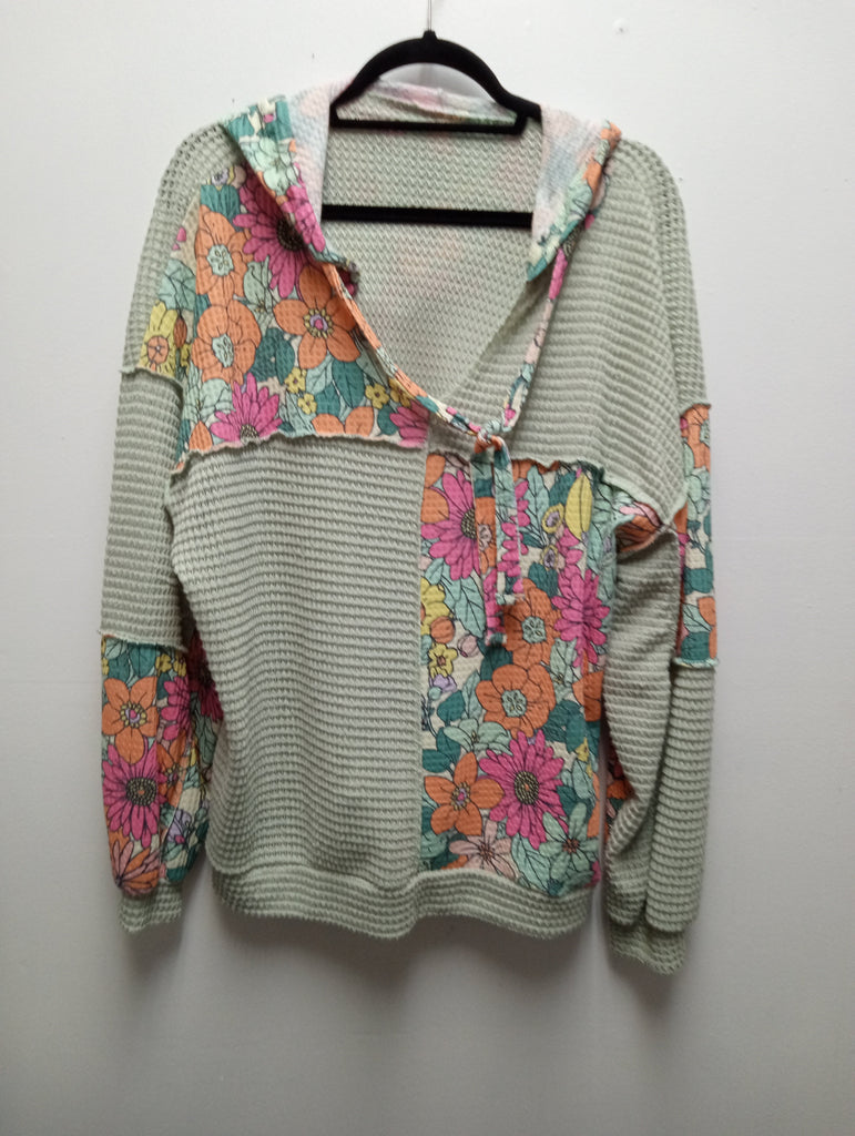 Knitted Floral green Top w/hoodie Kay Kayla