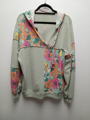 Knitted Floral green Top w/hoodie Kay Kayla