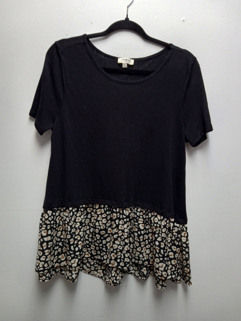 Umgee Small black top w/leopard white/brown bottom Kay Kayla