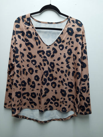 Tan/Black Leopard V-Neck top Kay Kayla