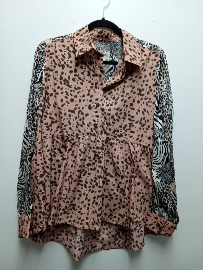 Shear small Brown/Mauve leopard top Kay Kayla