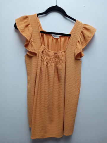 Adora Orange Ruffle Sleeve top Kay Kayla
