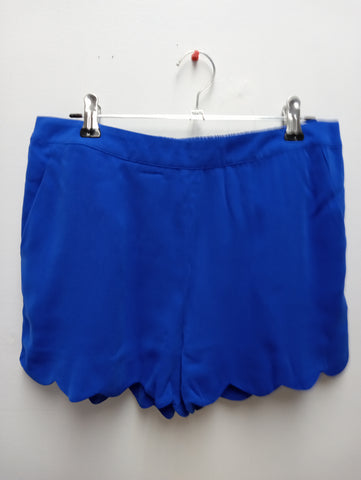 Naked Zebra Scalloped Hem Shorts | Chic Women's Shorts in Blue & White Amanda Queen