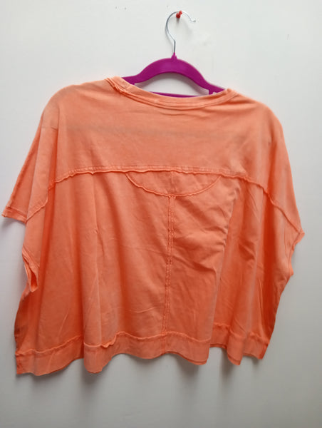 Zenana Oversized Acid Wash Tee with Pocket | Women's Relaxed Fit Top Amanda Queen