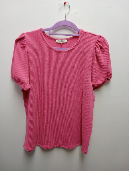 Zenana Fuchsia Ribbed Puff Sleeve Top | Trendy Boho Style Amanda Queen