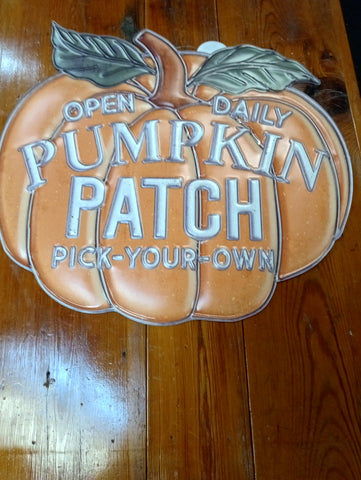 19"x17" Orange Pumpkin Metal Sign OhhMy! Gifts and Things, LLC