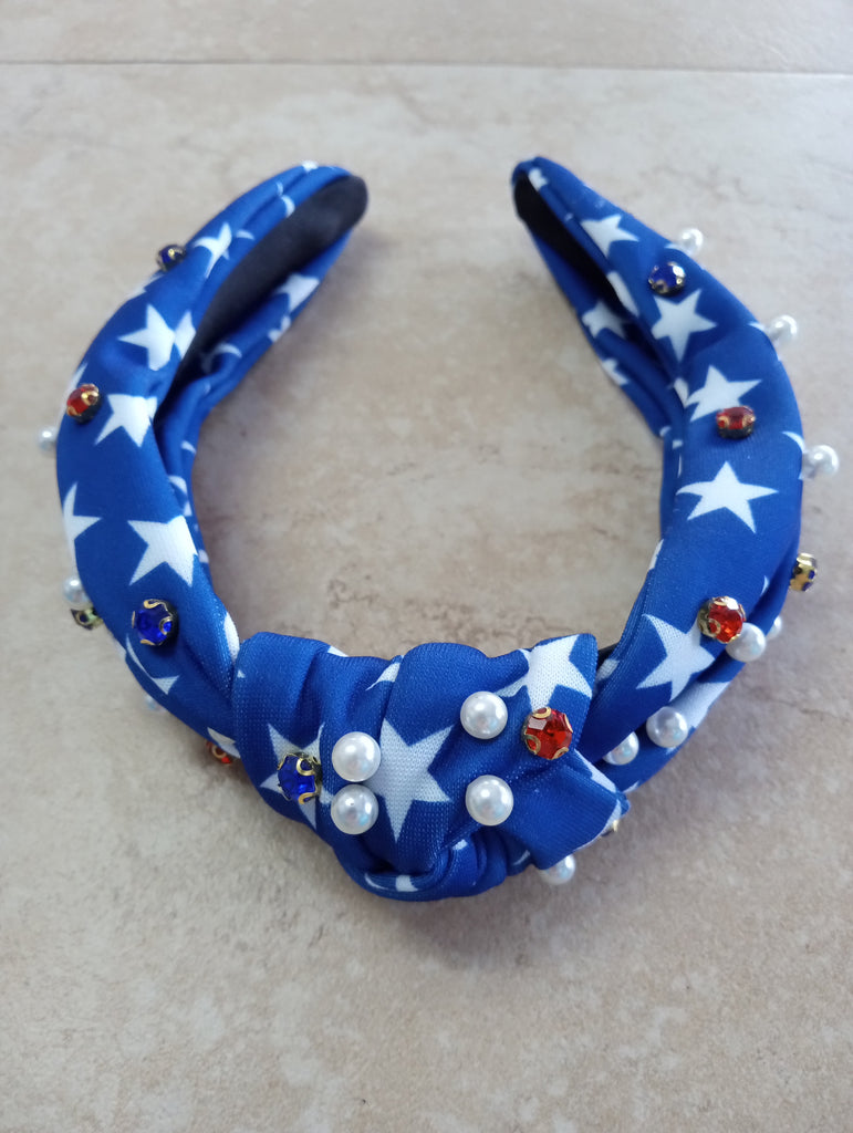 Blue White Stars headband w/red white blue beads Ashlyn Abernathy