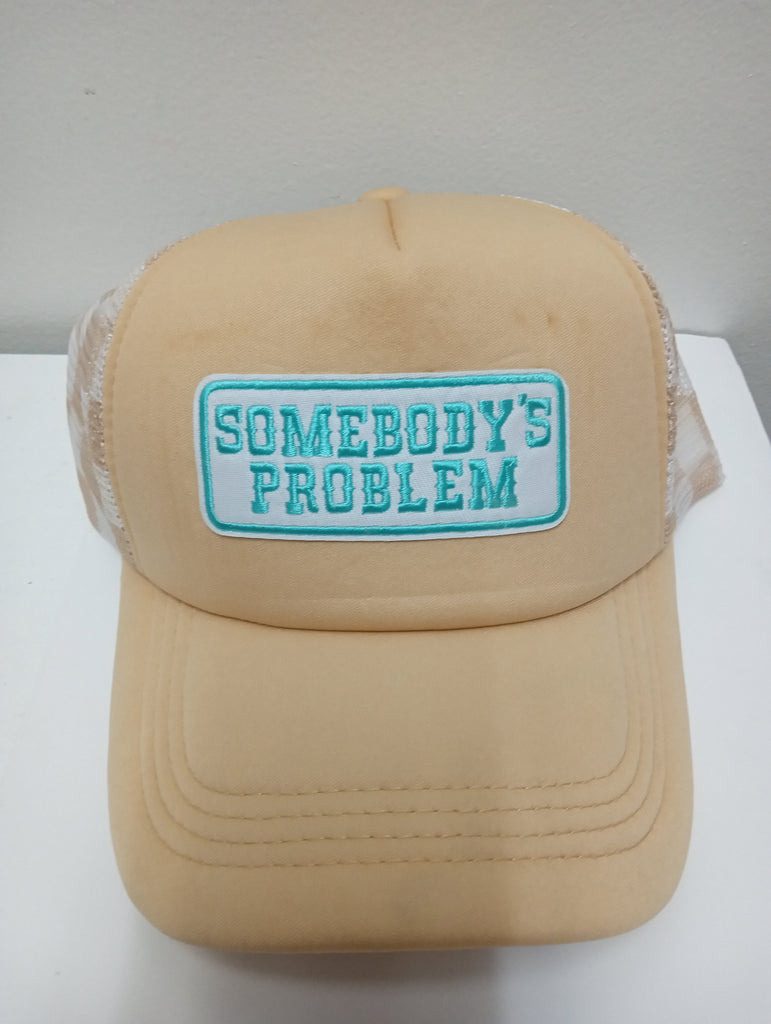 Cream/Teal Hat "Somebody's Problem" Ashlyn Abernathy