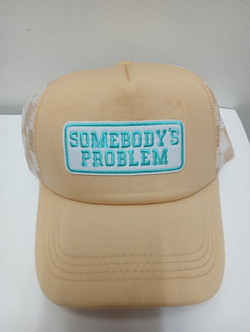 Cream/Teal Hat "Somebody's Problem" Ashlyn Abernathy