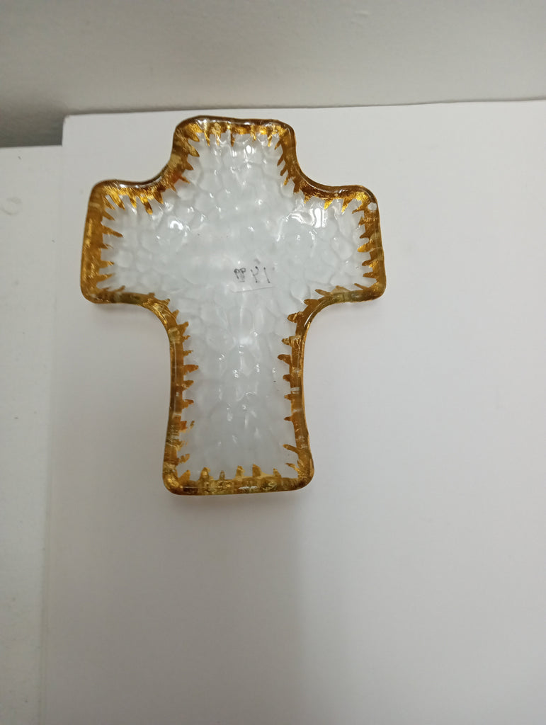 Clear glass cross w/gold trim Ashlyn Abernathy
