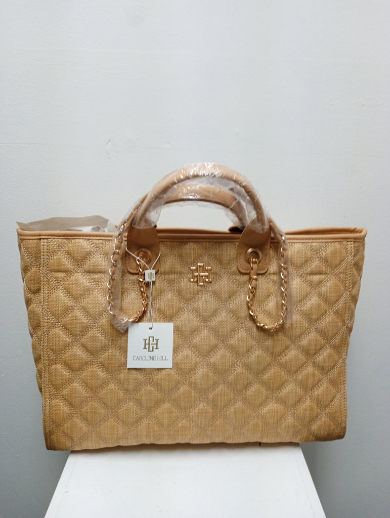 12"x18" Tan Natural Lattice Carolin Hill Purse with handle & straps Ashlyn Abernathy