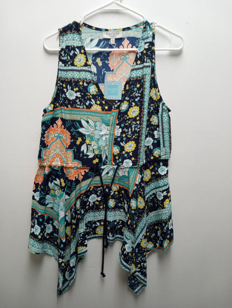 Hayden Large Floral blue/orange Sleeveless V-Neck top Debra Hodge