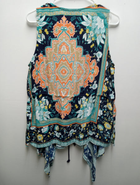 Hayden Large Floral blue/orange Sleeveless V-Neck top Debra Hodge