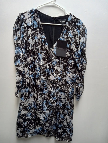 THE KOOPLES Black w/Sparkly silver & blue floral dress Debra Hodge