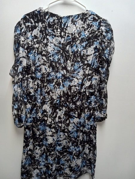 THE KOOPLES Black w/Sparkly silver & blue floral dress Debra Hodge