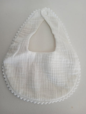 7"x9" Baby Bibs snap-on trimmed in White Ashlyn Abernathy