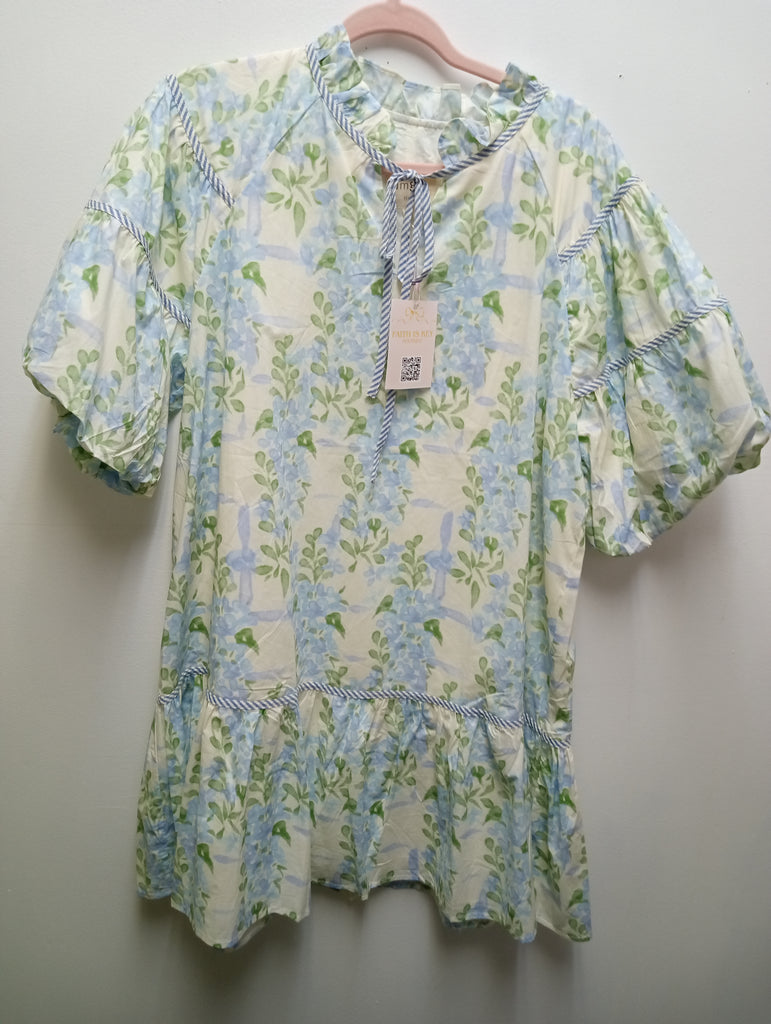 Umgee Blue Mini Floral Dress | Boho Sundress for Women | S M L